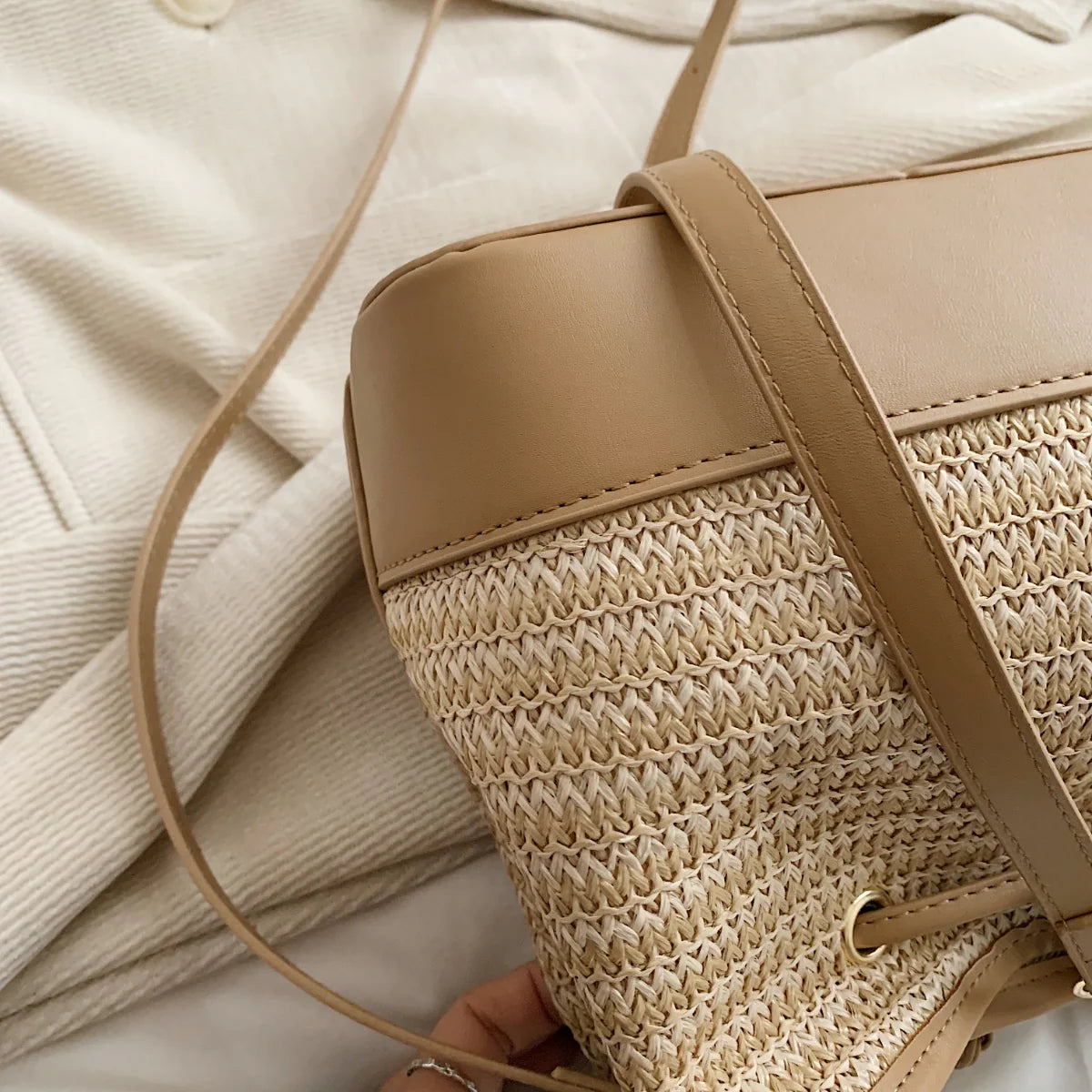 Borsa a spalla Intrecciata in paglia