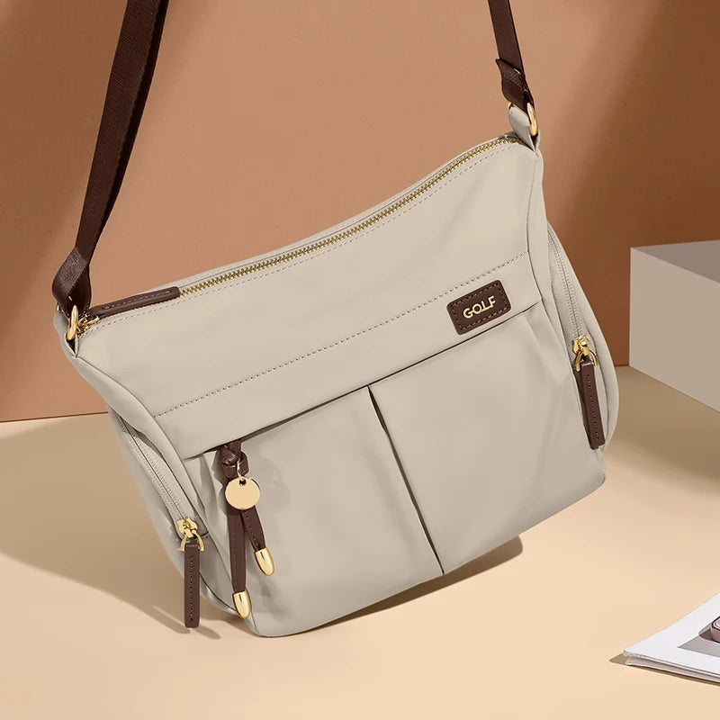 Borsa a tracolla da donna GOLF – Borsa a spalla in nylon, borsetta a secchiello mini, borsa a mano a tracolla, moda elegante, forma quadrata.