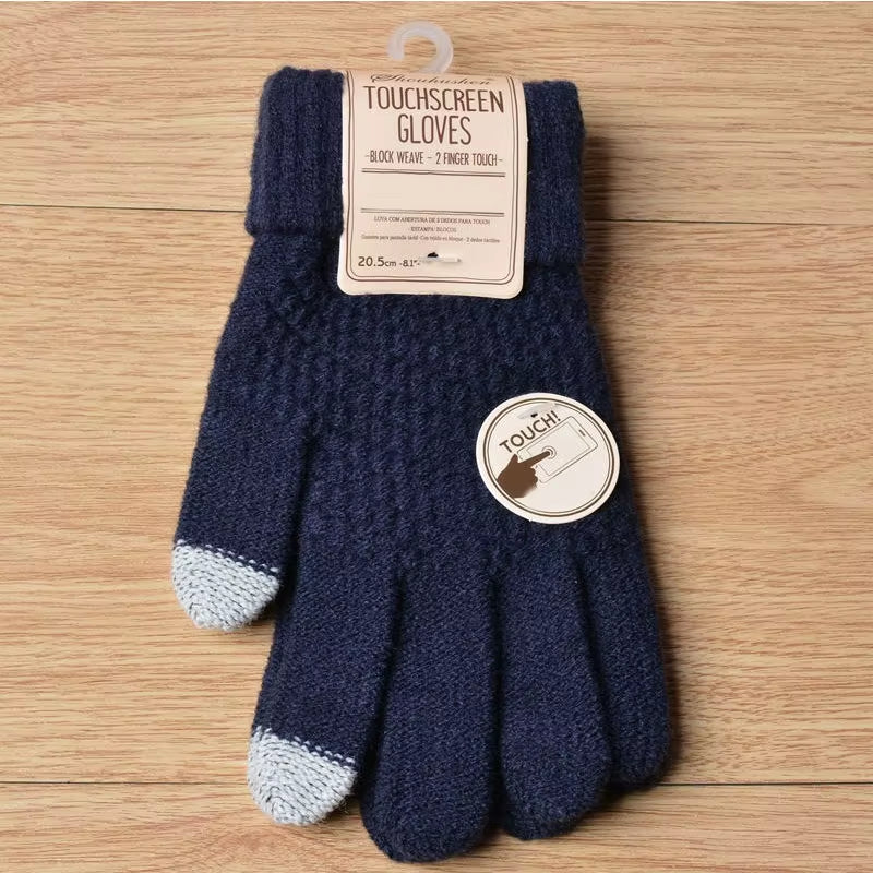 1Pair Cashmere Knitted Winter Gloves Women'S Cashmere Knitted Women Autumn Winter Warm Thick Gloves Touch Screen Skiing Gloves