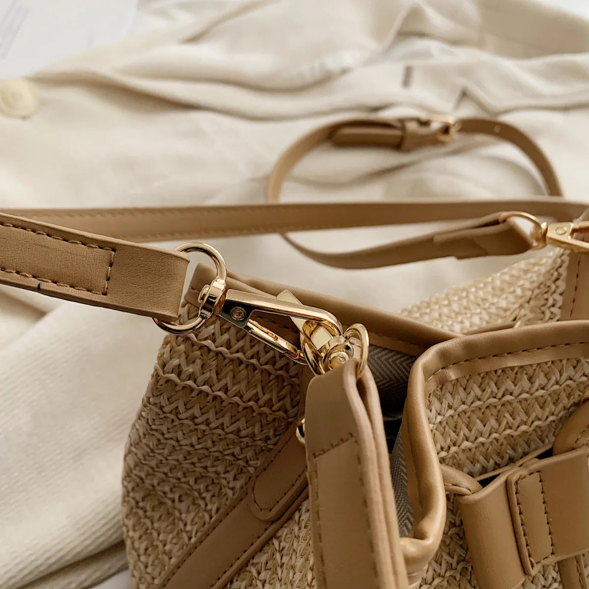 Borsa a spalla Intrecciata in paglia