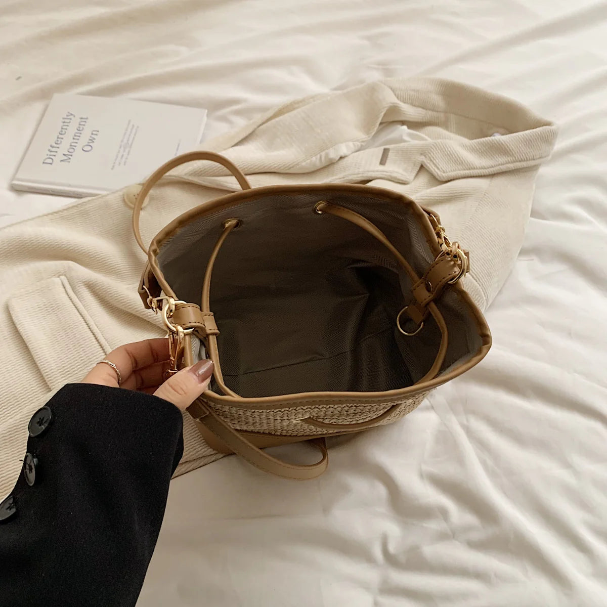Borsa a spalla Intrecciata in paglia