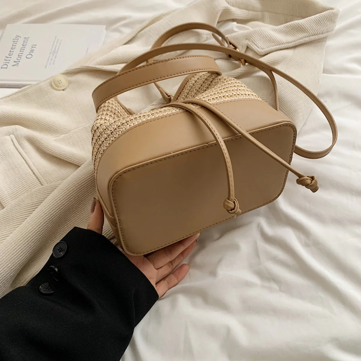 Borsa a spalla Intrecciata in paglia