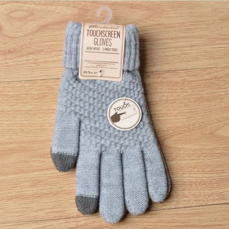 1Pair Cashmere Knitted Winter Gloves Women'S Cashmere Knitted Women Autumn Winter Warm Thick Gloves Touch Screen Skiing Gloves