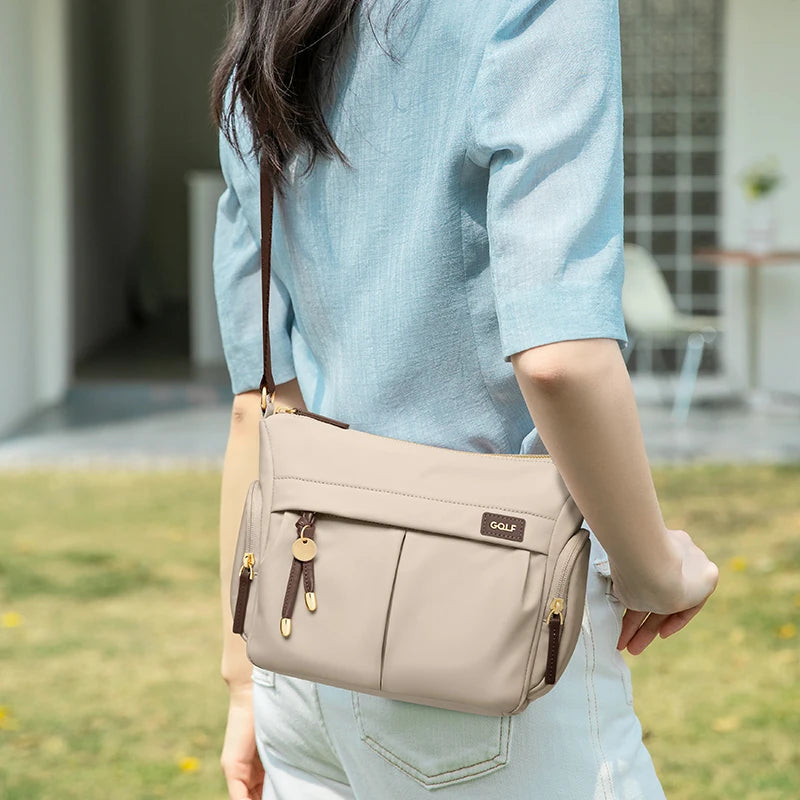 Borsa a tracolla da donna GOLF – Borsa a spalla in nylon, borsetta a secchiello mini, borsa a mano a tracolla, moda elegante, forma quadrata.
