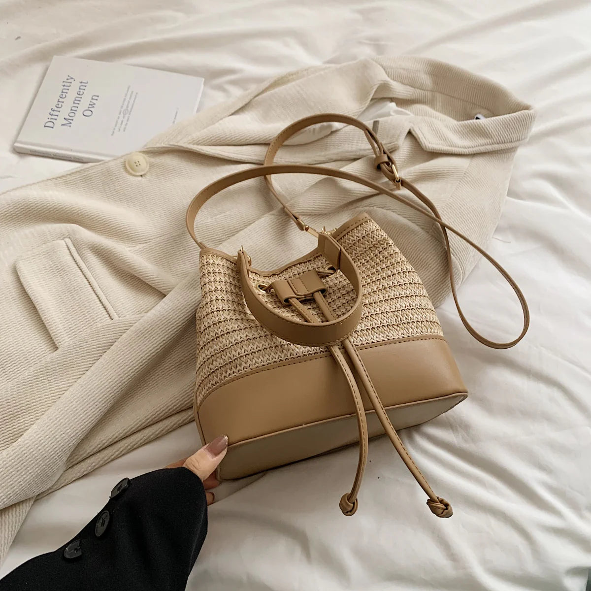 Borsa a spalla Intrecciata in paglia