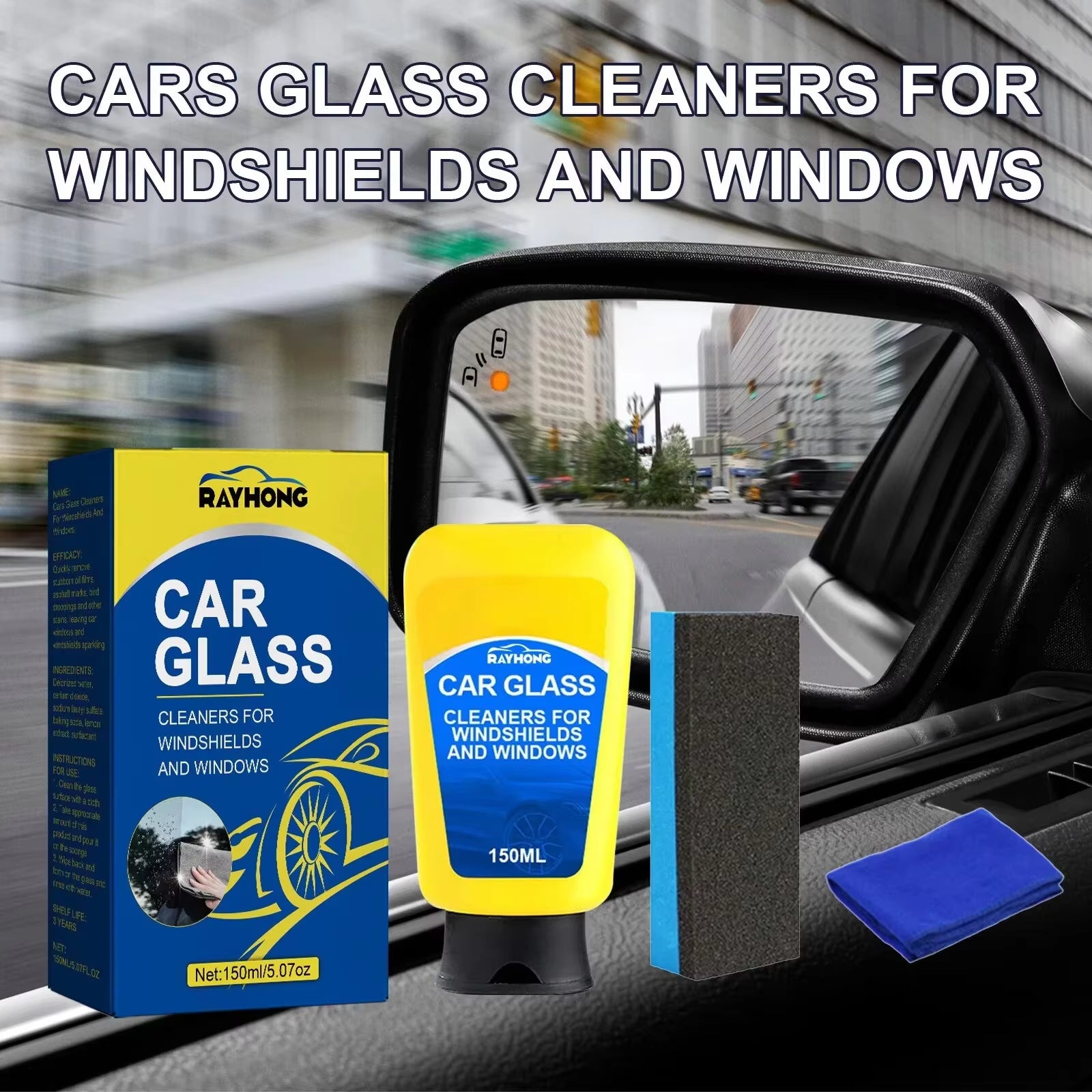 Anti-Glare 150Ml Car Glass Oil Film Remover Paste Glass Coating Cleaning Agent Waterproof Glass Window Cleaner Cream with Sponge